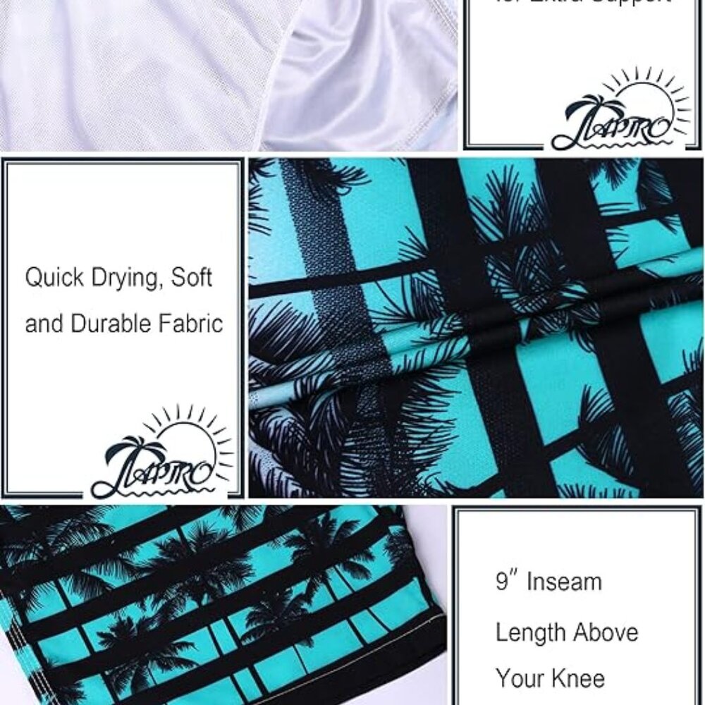 Men's Swim Trunks Quick Dry Swim Shorts 9" Inseam Bathing Suit with Mesh Lining - Picture 6 of 14